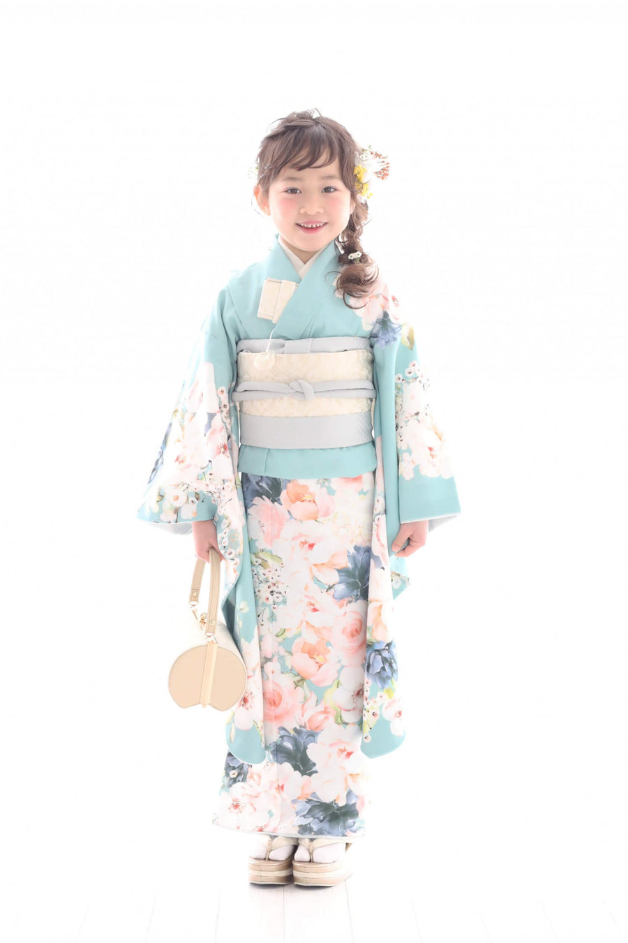 Children's Kimono, rose, emerald green, 6-9 years