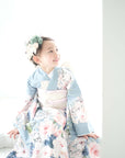 Children's Kimono, rose, smoky blue, 6-9 years